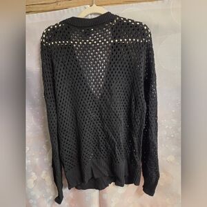 Sanctuary Black Open-Knit Women's Sweater